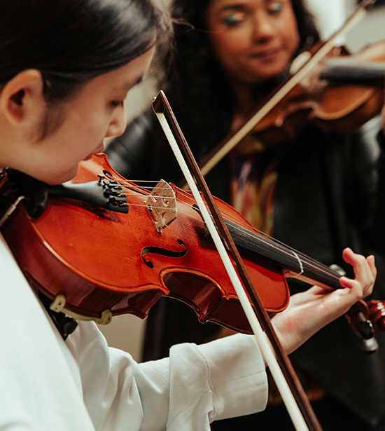 A girl playing violin
