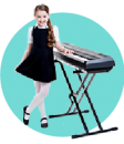 junior-musicians-class Girl standing next to piano